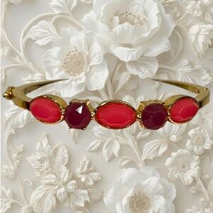 Kate Spade New York Faceted Floral Pink & Purple Bangle Bracelet EUC